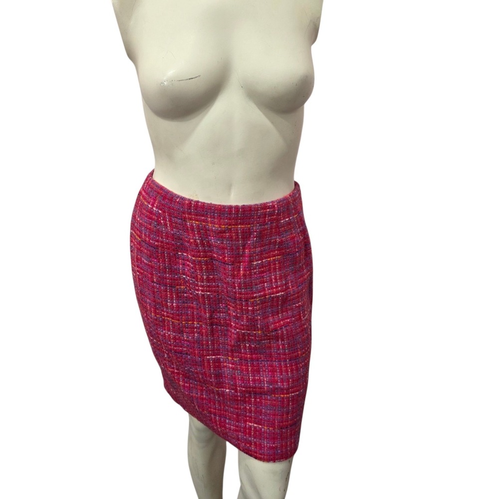 Lew Magram Pink Tweed Pencil Skirt Womens 10 Lined Career Office USA Vintage